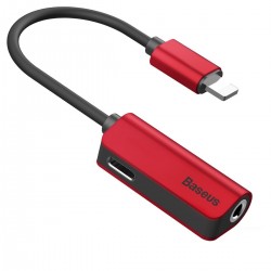 Baseus L32  Audio Adapter Lightning to Mini Jack 3.5mm and lightning - red