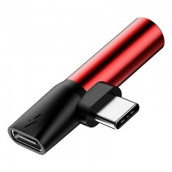 Adapter Audio Baseus L41 USB-C to Mini Jack 3.5mm + USB-C (red)