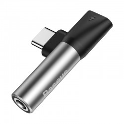 Adapter Audio Baseus L41 USB-C to Mini Jack 3.5mm + USB-C (silver)