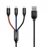 Baseus Rapid USB Cable 3in1 Type C / Lightning / Micro 3A 1,2M - Black