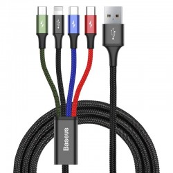 Kabel USB Baseus Fast 4w1 USB-C / Lightning / 2x Micro 3,5A 1,2m (czarny)