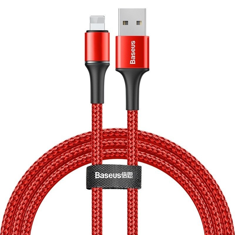 Baseus Halo Lightning Cable with LED Lamp 2.4A 1m (Red)
