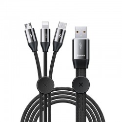 Baseus Car Co-sharing Cable USB for Micro / USB-C / Lightning, 3.5A 1m (Black)