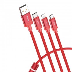 Baseus Data Faction 3in1 Cable Type C / Lightning / Micro 3,5A 1,2m (Red)