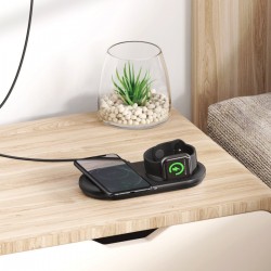 2in1 Baseus Planet wireless induction charger, smartphone + Apple Watch, 24W (Black)