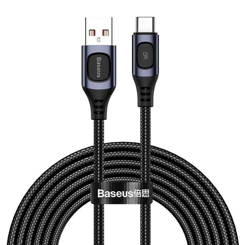 Quick Charge USB-C Baseus Flash, QC 3.0, Huawei SCP, Samsung AFC, 5A, 2m (grey)