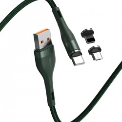 Kabel USB Baseus Fast 4w1 USB do USB-C / Lightning / Micro 3A 1m (zielony)