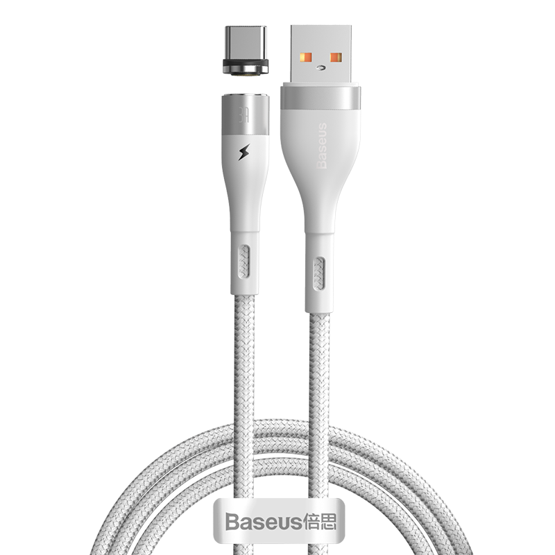 USB magnetic cable - USB-C Baseus Zinc 3A 1m (white)