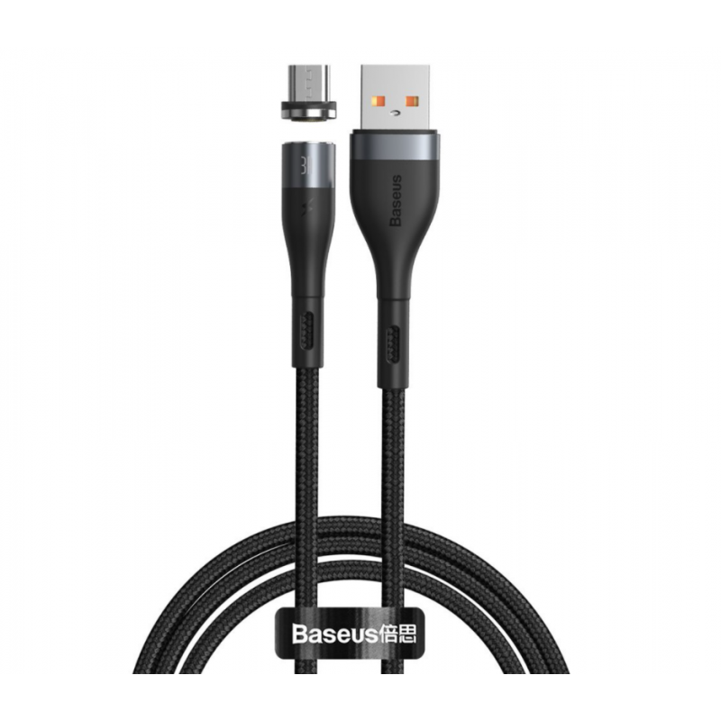 Kabel USB do Micro USB, magnetyczny Baseus Zinc 2.1A 1m (czarny) Kabel USB do Micro USB, magnetyczny Baseus Zinc 2.1A 1m (czarny)