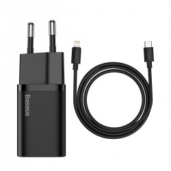Baseus Super Si Quick Charger 1C 20W with USB-C cable for Lightning 1m (black)