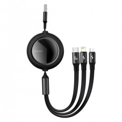 USB cable 3in1 Baseus Bright Mirror, USB to micro USB / USB-C / Lightning, 66W, 1.2m (black)