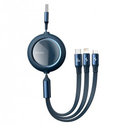 USB cable 3in1 Baseus Bright Mirror, USB to micro USB / USB-C / Lightning, 66W, 1.2m (blue)