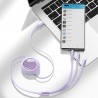 USB cable 3in1 Baseus Bright Mirror, USB to micro USB / USB-C / Lightning, 66W, 1.2m (purple)