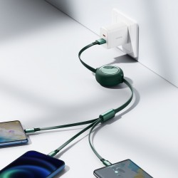 USB cable 3in1 Baseus Bright Mirror, USB to micro USB / USB-C / Lightning, 66W, 1.2m (green)