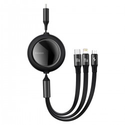 USB cable 3in1 Baseus Bright Mirror, USB to micro USB / USB-C / Lightning, 100W, 1.2m (black)