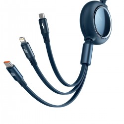USB cable 3in1 Baseus Bright Mirror, USB to micro USB / USB-C / Lightning, 100W, 1.2m (blue)