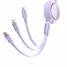 USB cable 3in1 Baseus Bright Mirror, USB to micro USB / USB-C / Lightning, 100W, 1.2m (purple)