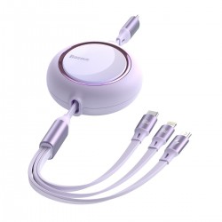 USB cable 3in1 Baseus Bright Mirror, USB to micro USB / USB-C / Lightning, 100W, 1.2m (purple)