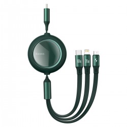 USB cable 3in1 Baseus Bright Mirror, USB to micro USB / USB-C / Lightning, 100W, 1.2m (green)