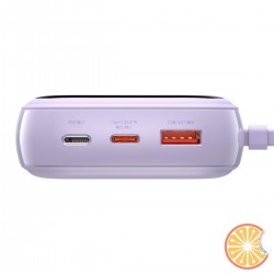 Baseus Q pow Digital Display Power Bank 20000mAh, IP, USB, USB-C, 22.5W with Type-C Cable (morado)