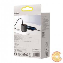 Baseus Compact Quick Charger, 2xUSB, USB-C, PD, 3A, 30W (black)