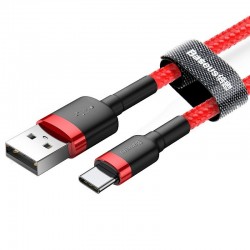 Cavo USB a USB-C Baseus Cafule 3A 0,5 m ricarica e trasmette dati nylon antigroviglio (rosso)