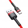 Cavo USB a USB-C Baseus Cafule 3A 0,5 m ricarica e trasmette dati nylon antigroviglio (rosso)
