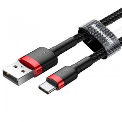 Cavo USB a type C Baseus Cafule USB-C 2A 2m (Rosso+Nero) dati e ricarica nylon