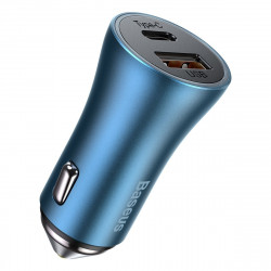 Baseus Golden Contactor Pro car charger, USB + USB-C, QC4.0+, PD, SCP, 40W (blue) + USB-C - Lightning cable 1m (blue)