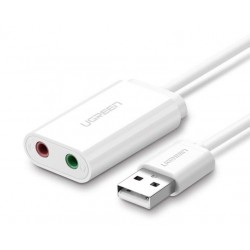External USB audio card UGREEN 15cm (white)