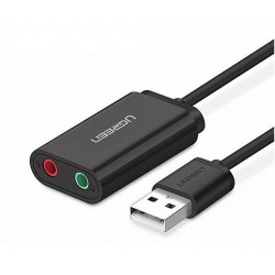 External USB audio card UGREEN 15cm (black)
